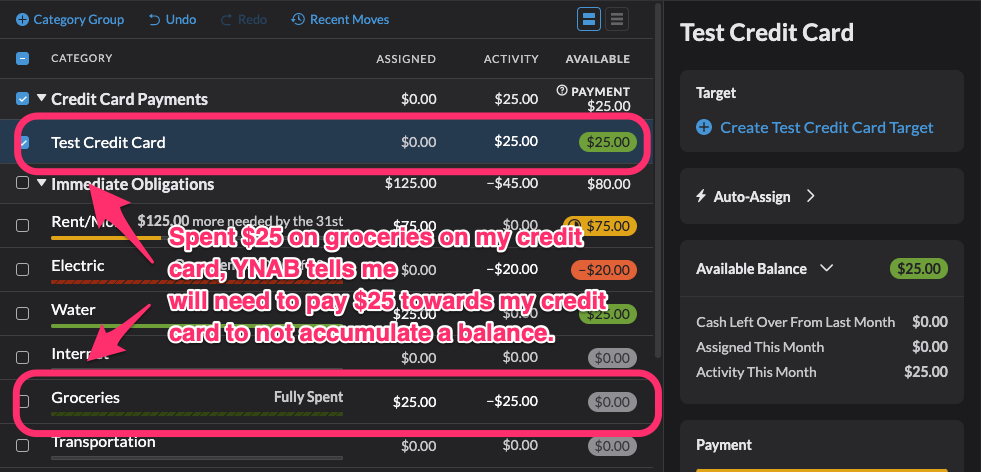 credit card payments in ynab